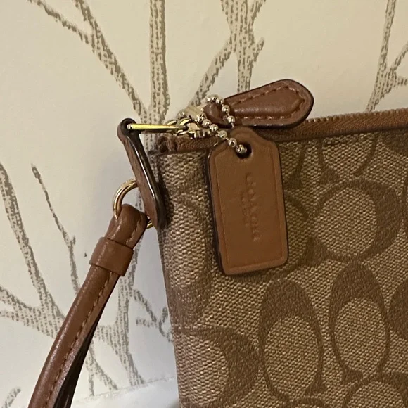 Coach Tan and Brown Signature Pouch - Picture 2 of 4